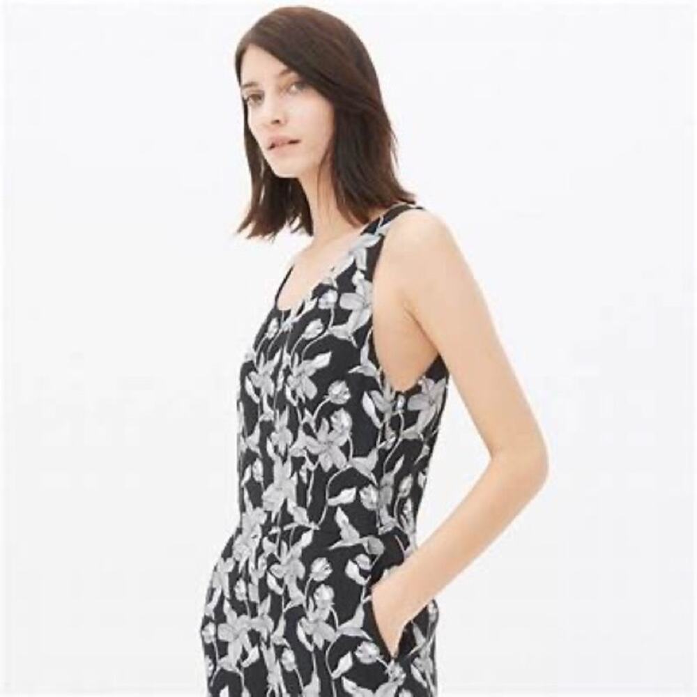 Sandro Paris Black White Floral Print Paradise Sleeveless Jumpsuit Size 4 - Picture 3 of 9